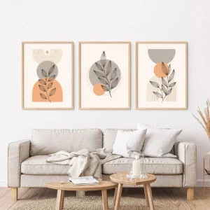 Mid Century Modern Print Set of 3, Boho Geometric Print Mustard